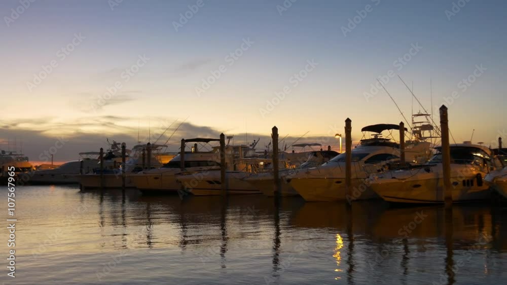 miami haulover sunset gulf private yacht dock parking line 4k florida usa
