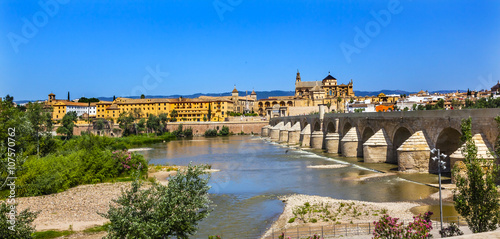 Ancient Roman Bridge Entrance River Guadalquivir Cordoba Spain