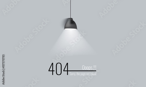 Connection error 404. Abstract background with lamp, ray and wire. 