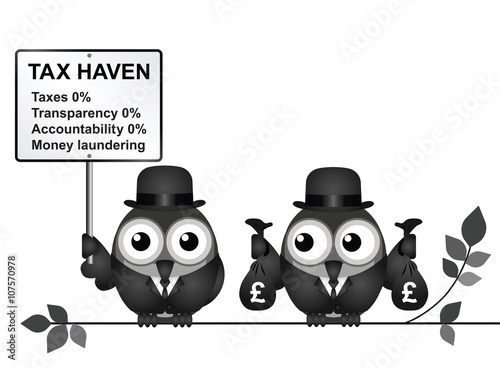 businessman holding bags of money deposited in a tax haven 