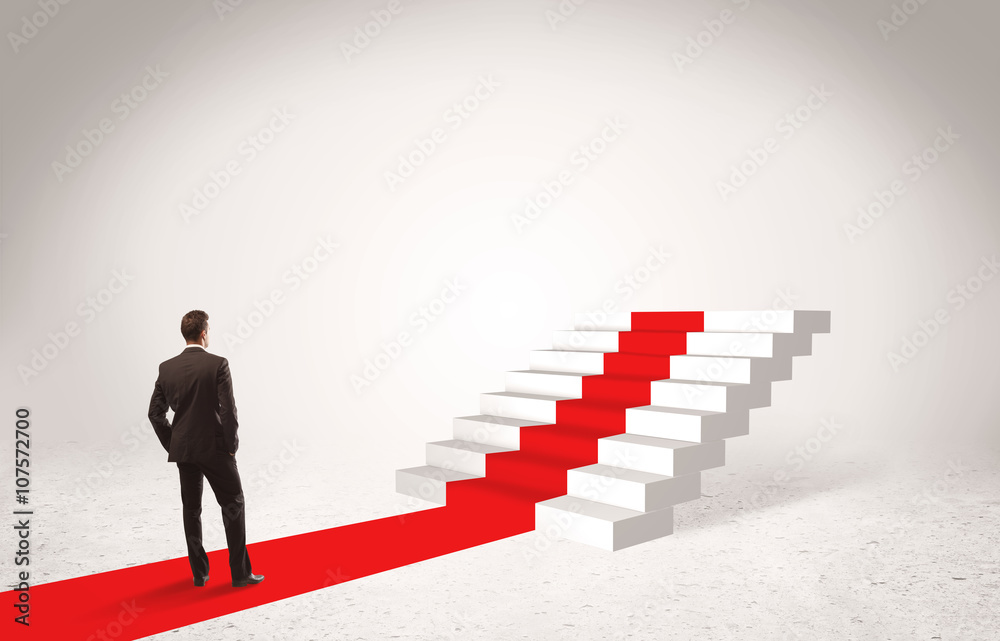 Steps to success concept with businessman Steps to success concept with businessman