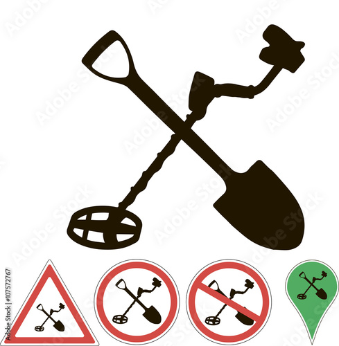 metal detector and shovel