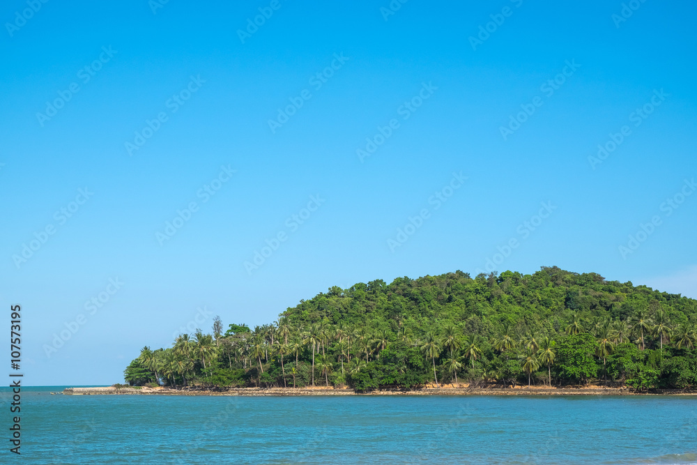 Island with blue sky background