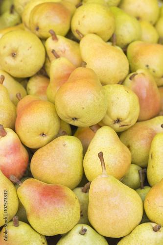 Group of fresh yellow pears