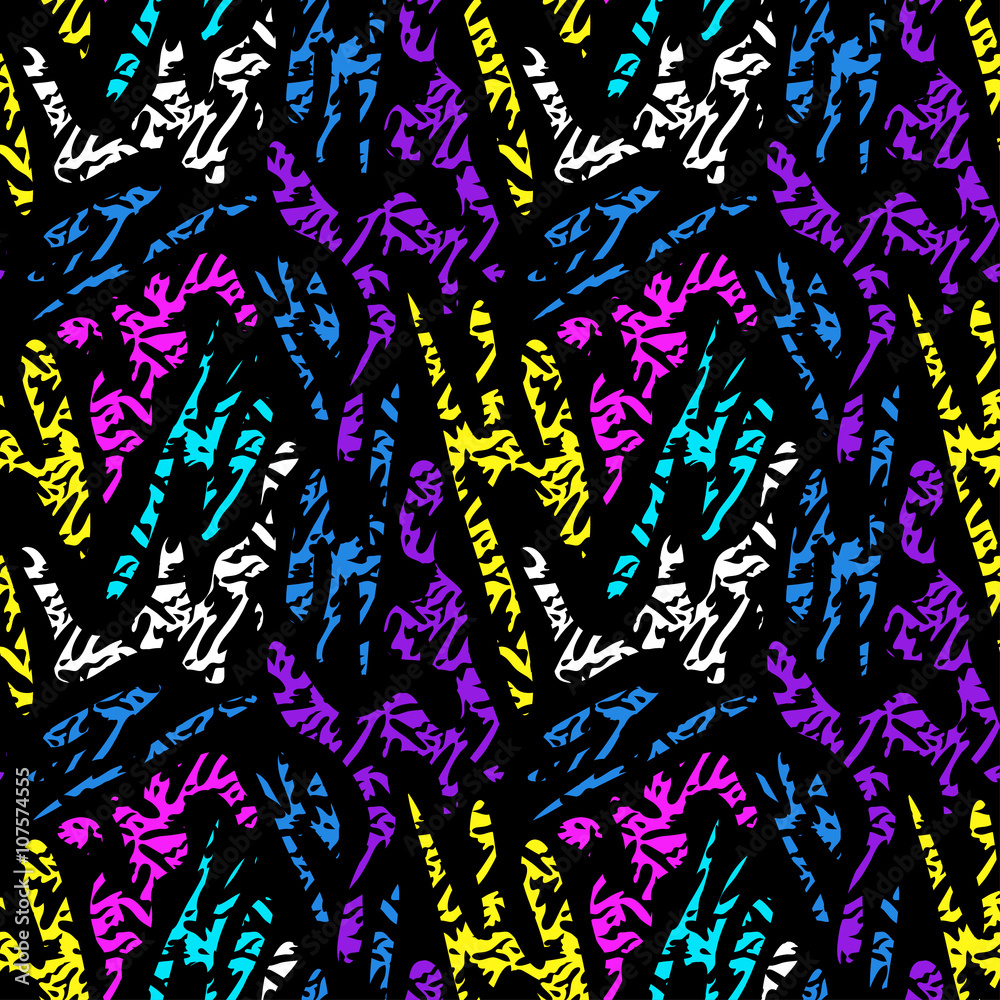 Obraz premium colored seamless pattern on black background graffiti