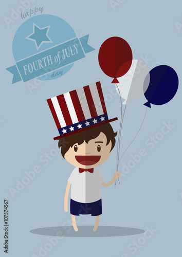 A boy with balloon in fourth of July