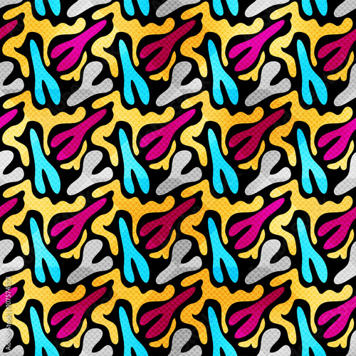 gentle color graffiti seamless pattern on a black background