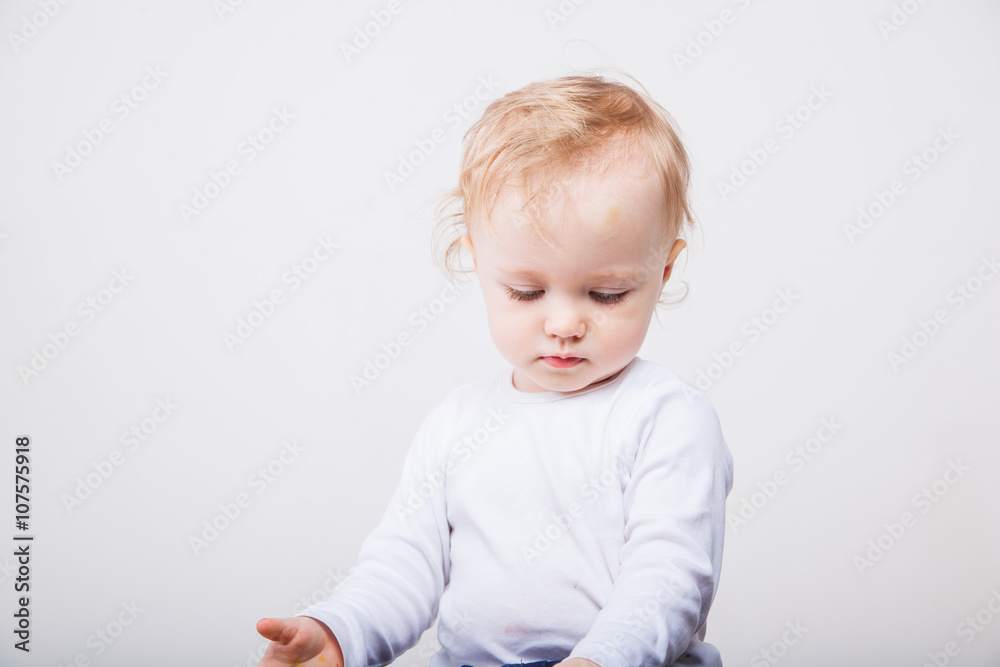 Little girl a on white background. Portrait Little girl a on white background. Portrait