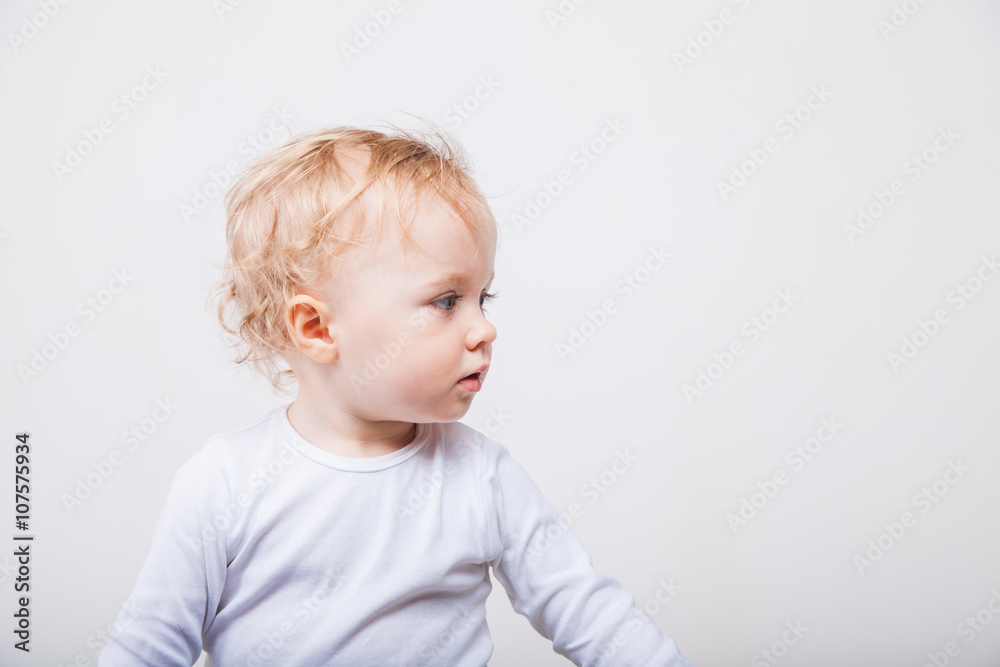 Naklejka premium Happy baby isolated on white