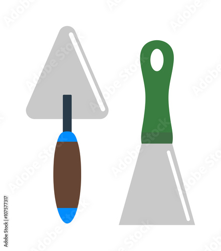 Putty knife worker equipment vector illustration isolated on white. 