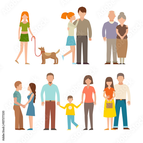 People happy couple cartoon and relationship lifestyle couples vector. 