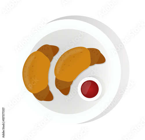Croissant vector food vector isolated on white background.
