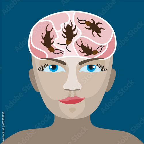 Fotografie cockroaches in his head