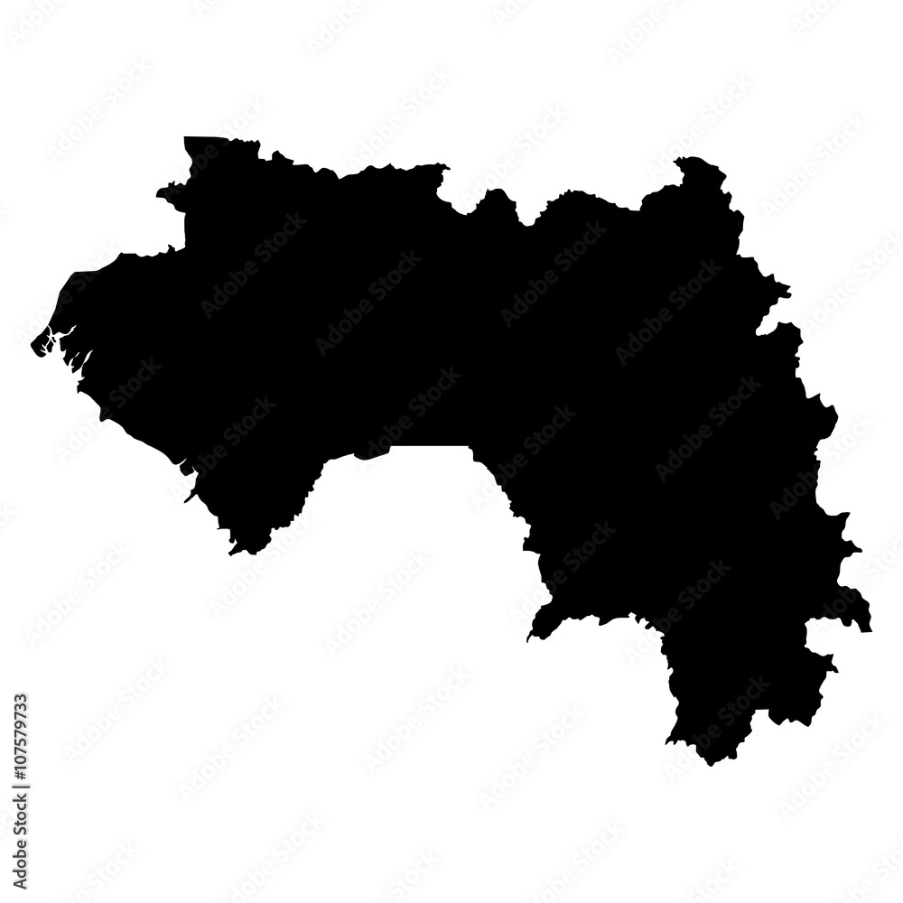 Guinea black map on white background vector