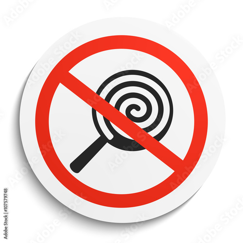 No Sweets and Candies Sign on White Round Plate