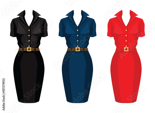 Vector illustration of different color of formal dress isolated on white background
