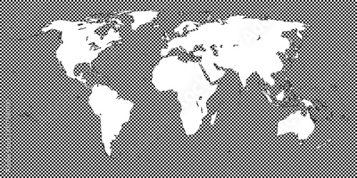 World Map Checkered Black 2 Medium Squares