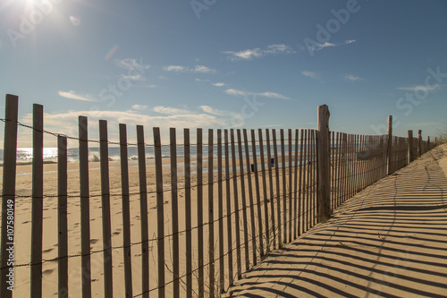 Pretty beach fence and ocean