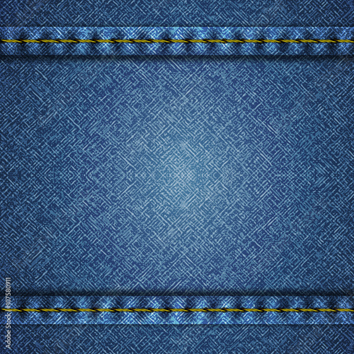 Textured striped blue jeans denim linen fabric background. Vector Illustration. EPS 10.