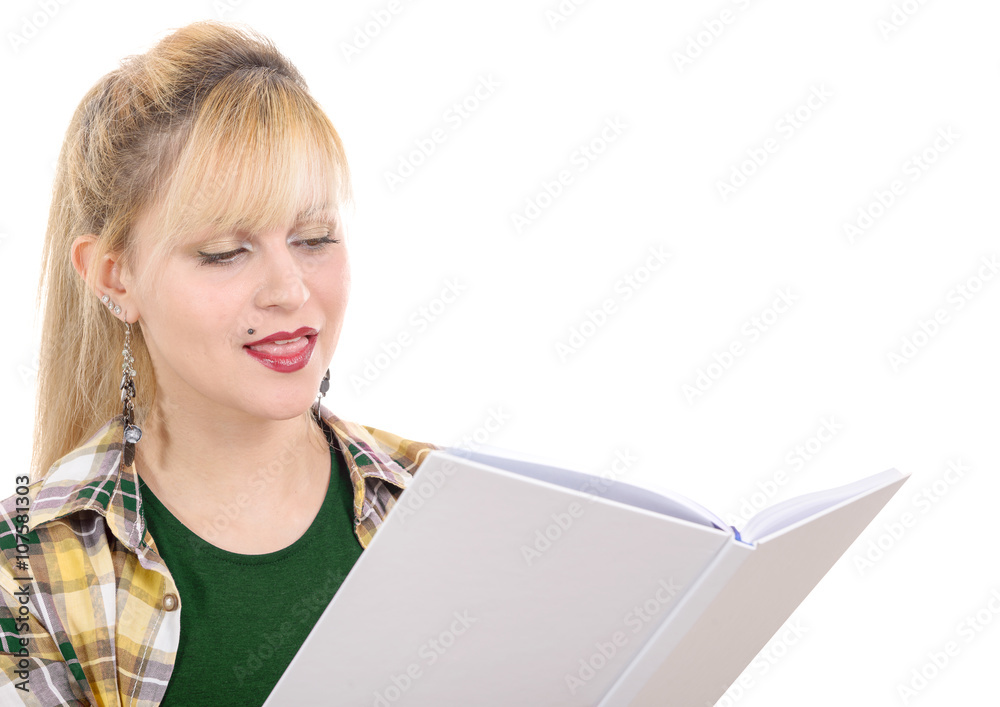 Obraz premium pretty woman reading a book,