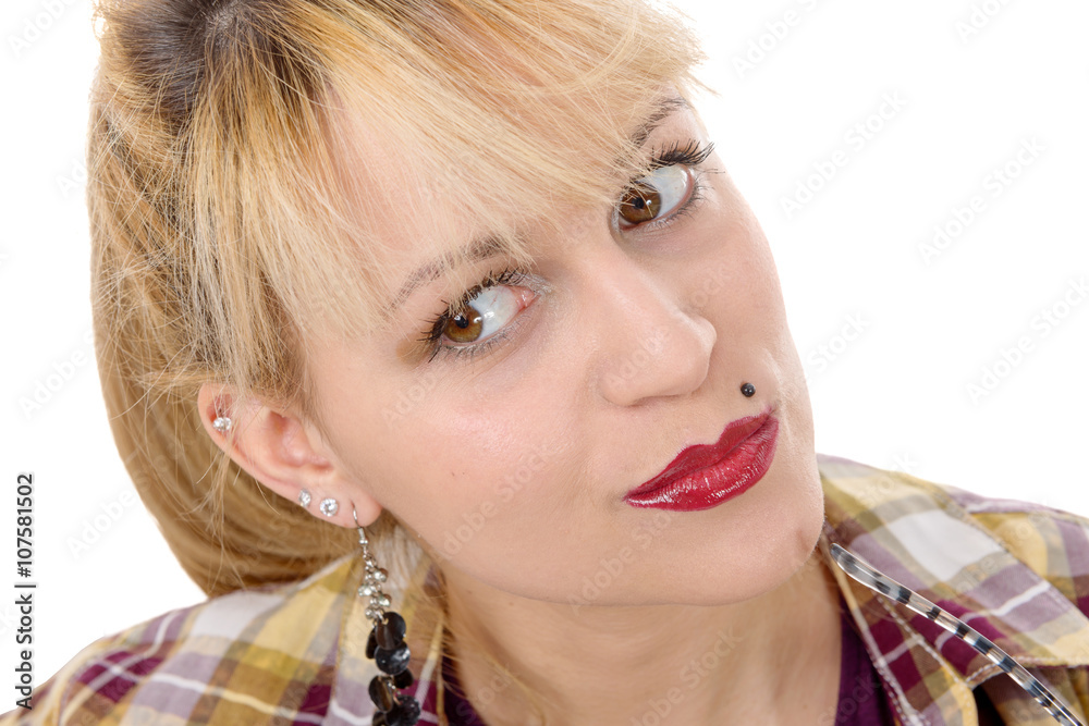 portrait of pretty woman with blond hair. portrait of pretty woman with blond hair.