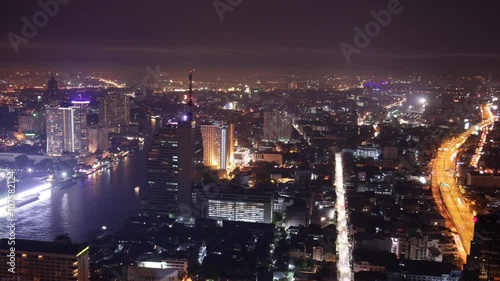 Wallpaper Mural night light bangkok river bay cityscape roof top panorama 4k time lapse thailand
 Torontodigital.ca