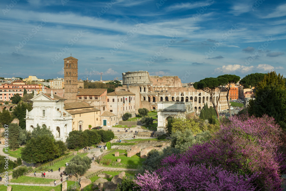 View of the Forum Romanum towards the coliseum