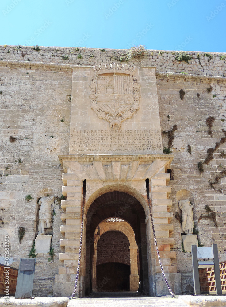 Historic city gate of Ibiza Town