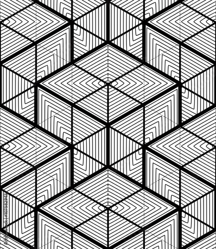 Regular contrast endless pattern with intertwine cubes