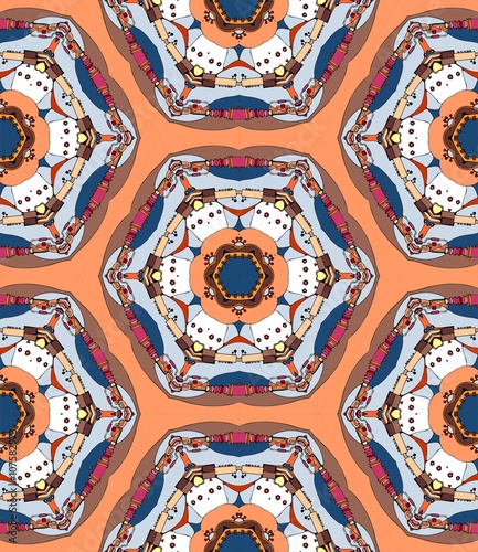 Seamless pattern of colorful kaleidoscope. Vector background wit