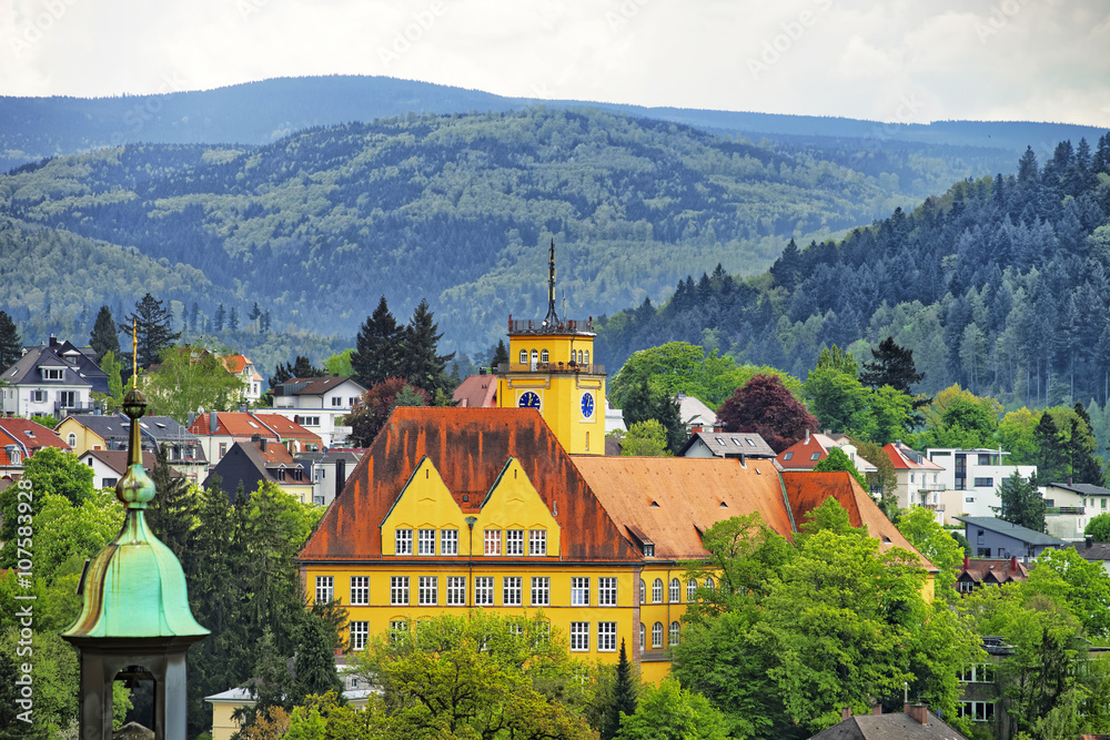 Panoramic view of Baden-Baden city and the hills