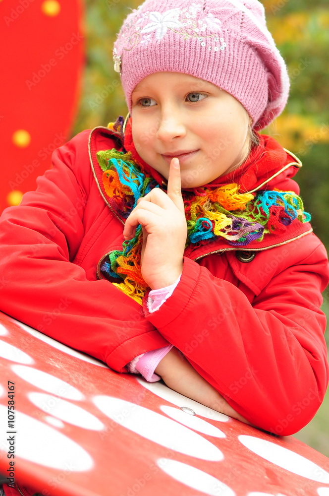 portrait of a girl in a cap and jacket portrait of a girl in a cap and jacket