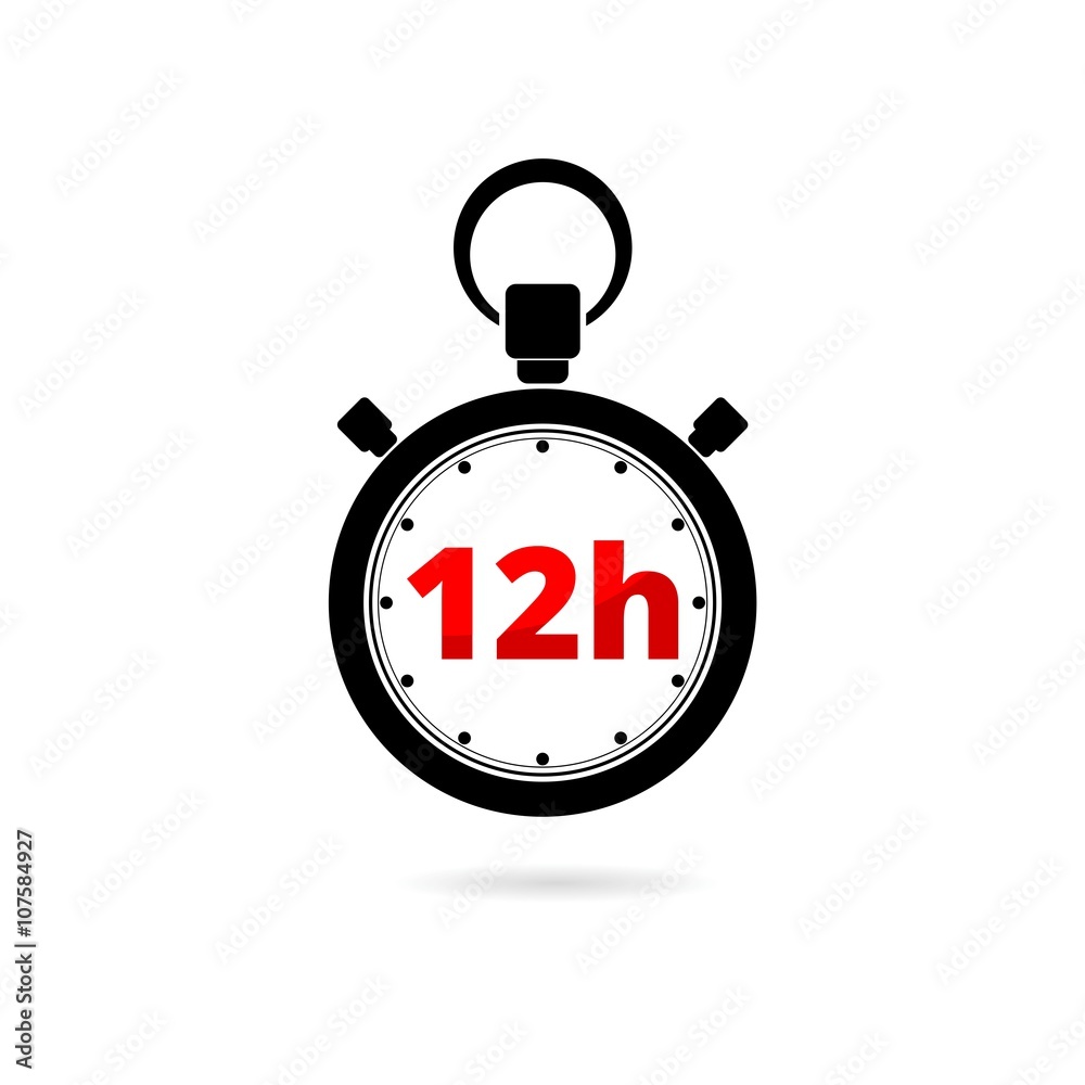 Vector illustration of 12h stopwatch icon on white background Vector illustration of 12h stopwatch icon on white background