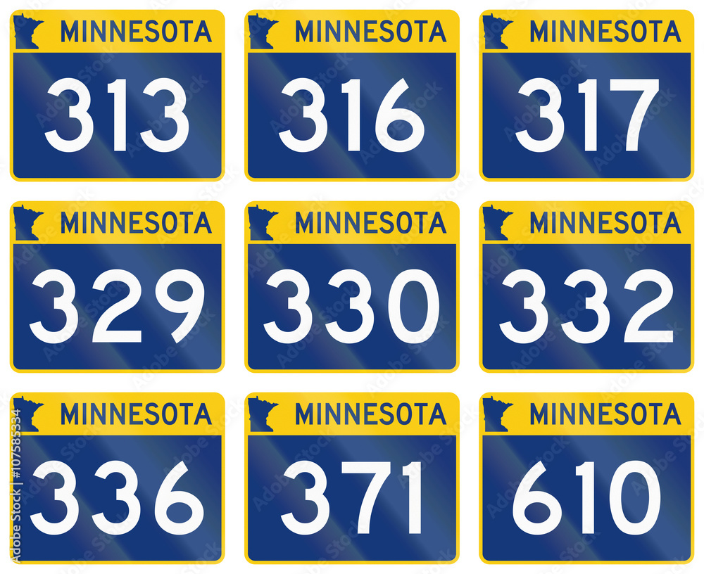 Fototapeta premium Collection of Minnesota Route shields used in the United States