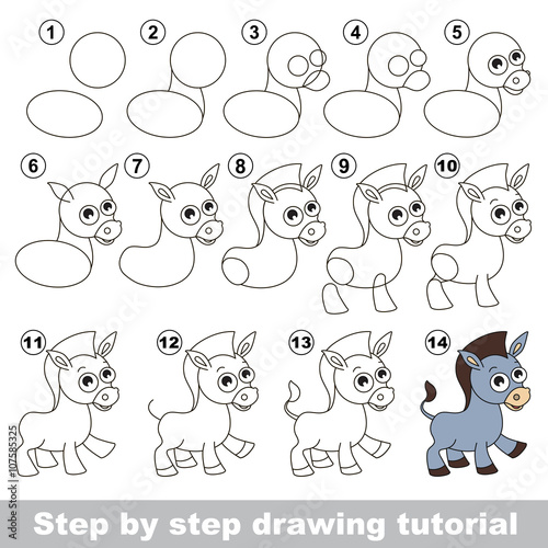 Donkey. Drawing tutorial.