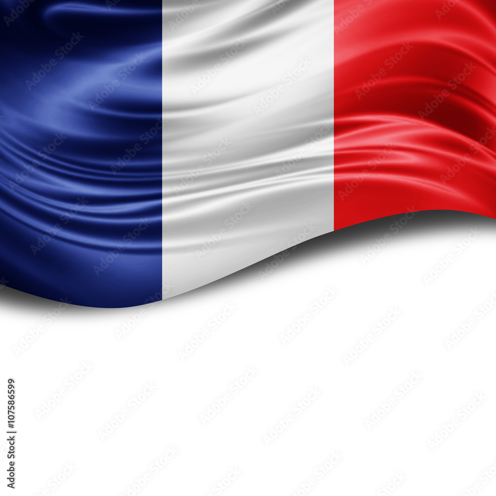France flag of silk with copyspace for your text or images and White background