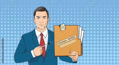 Business Man Hold Panama Papers Folder