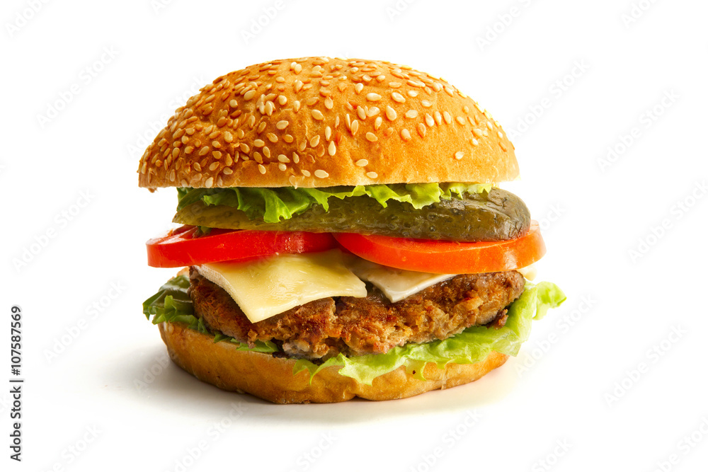Big hamburger on white Big hamburger on white