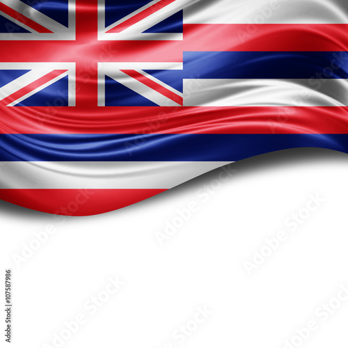 Hawaii flag of silk with copyspace for your text or images and White background