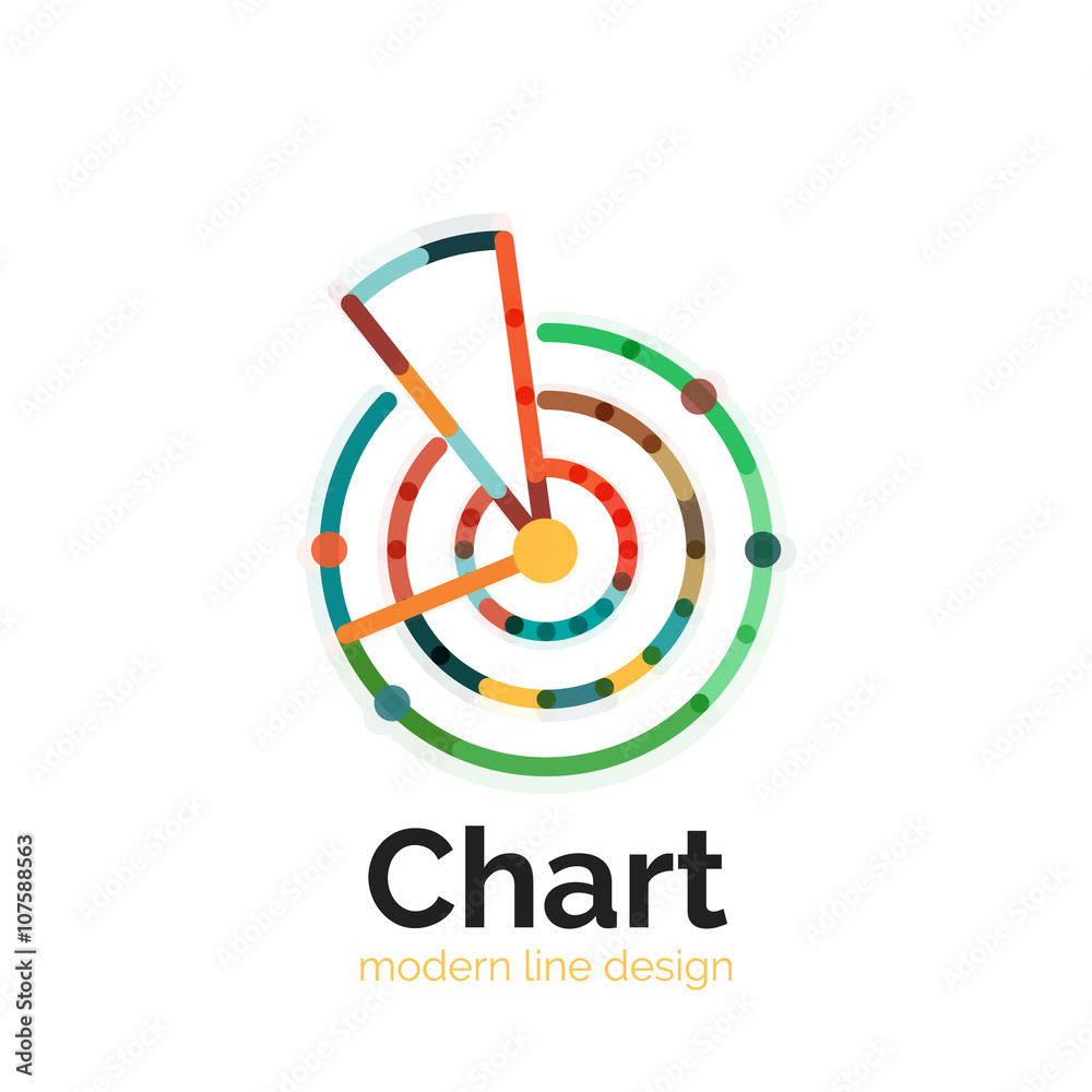 Thin line chart logo design. Graph icon modern colorful flat style Thin line chart logo design. Graph icon modern colorful flat style