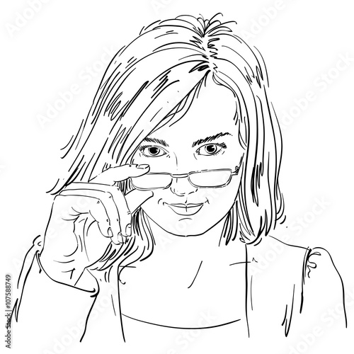 Vector drawing of sexy business woman with stylish haircut 