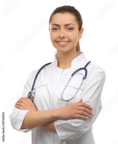 Young female doctor with fo...