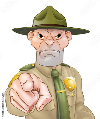 Pointing Cartoon Forest Ranger