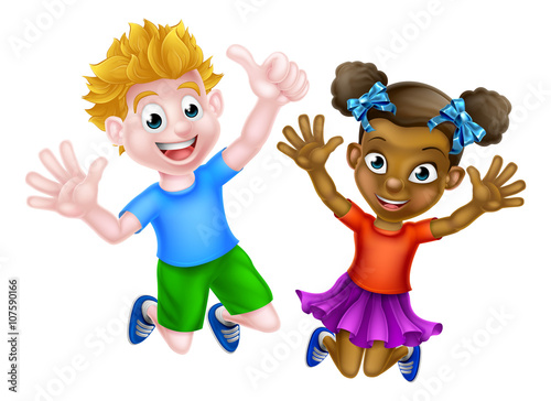 Happy Cartoon Kids Jumping
