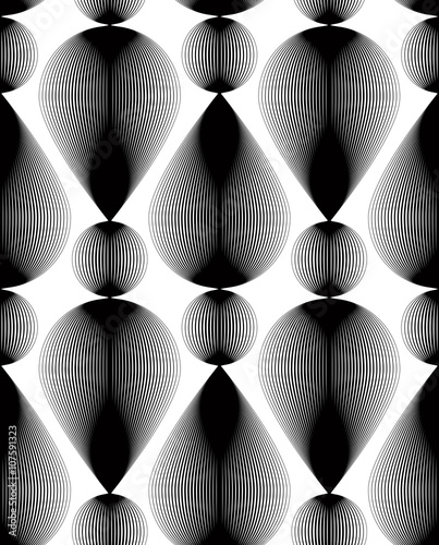 Continuous vector pattern with black graphic lines, decorative