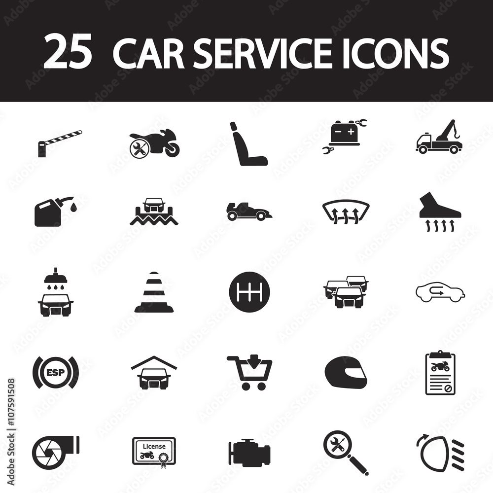 car service icons set