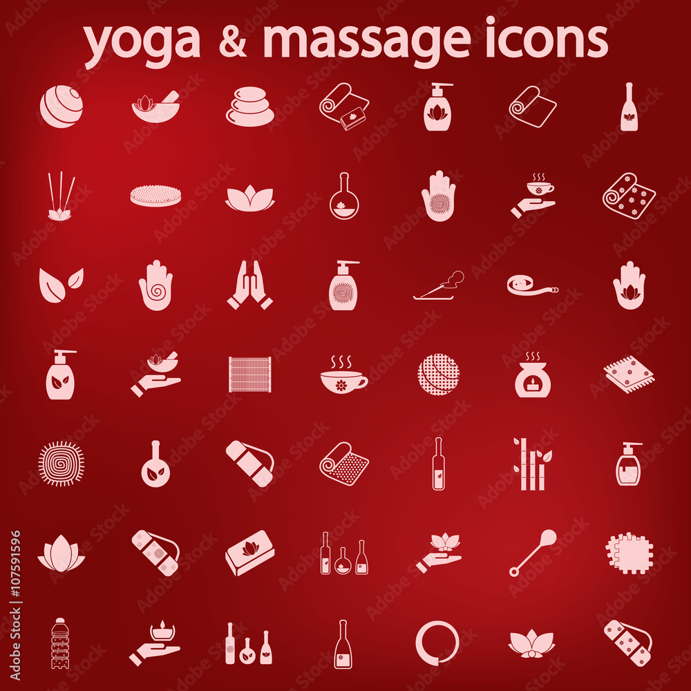 yoga and massage icon set