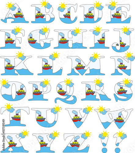 Summer time alphabet - Vector illustration