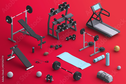 Branding mock  with sports equipment.