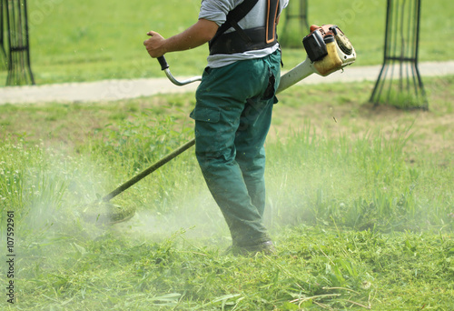 Man trimming the grass